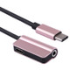 2 in 1 Cable Fast Charge Type-C Male to Type-C Female + 3.5mm Female Jack Headphone Adapter Converter, Supports Audio and Charging, Length: 12cm(Rose Gold)