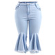 Fashion Women Plus Size Casual Pants(Color:Baby Blue Size:XXXXXL)