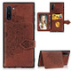 For Galaxy Note 10   Mandala Embossed Cloth Card Case Mobile Phone Case with Magnetic and Bracket Function with Card Bag / Wallet / Photo Frame Function with Hand Strap(Brown)