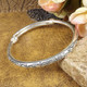 Bohemian Vintage Retro Silver Bangles Women Classic Handmade Tibetan Silver Carved Plum Cuff Bracelets