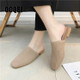 Women Elastic Cloth Round Toe Flats Elastic Band Slipper, Shoe Size:36(Beige)