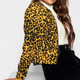 Leopard Short Jacket Coat (Color:Yellow Size:S)