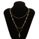 Women Vintage Choker Cross Multi-layer Necklace(Gold)