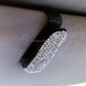 Car Pure Color Diamond Mounted Glasses Bill Clip Holder (White)