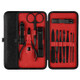 12 in 1 Advanced Stainless Nail Care Clipper Pedicure Manicure Kits with Leather Case (Red+Black)