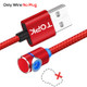 TOPK 1m 2.4A Max USB to 90 Degree Elbow Magnetic Charging Cable with LED Indicator, No Plug(Red)