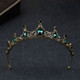 Vintage Small Baroque Green Crystal Tiaras Crowns for Women Girls Bride Wedding Hair Jewelry Accessories as show