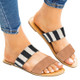 Ladies Flat Slippers Sandals, Size:41(Stripe)