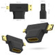 3 in 1 HDMI Female to Mini HDMI Male + Micro HDMI Male Adapter(Black)