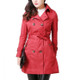 Mid-length Slim Casual Lace-up Trench Windbeaker (Color:Red Size:XL)