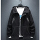 Minimalist Design Loose and Comfortable Casual Windbreaker Jacket (Color:Black Size:XXXXL)