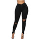 Casual Solid Color Jeans (Color:Black Size:XXL)