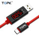 TOPK 1m 3A Max USB to USB-C / Type-C Nylon Braided Fast Charging Sync Data Cable, with Output Display(Red)