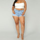 Plus Size Cowgirl Shorts Hot Pants (Color:Baby Blue Size:XXXL)