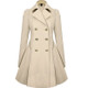 Slim Mid-length Commuter Jacket Trench Coat (Color:Beige Size:S)