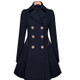 Slim Mid-length Commuter Jacket Trench Coat (Color:Navy Size:XXL)