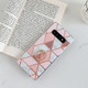 For Galaxy S10e   Plating Colorful Geometric Pattern Mosaic Marble TPU Mobile Phone Case Rhinestone Stand Ring(Pink PR1)