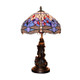 YWXLight Mediterranean Stained Glass Lampshade Table Lamp Restaurant Bedroom Bedside Lighting Counter Lamp (US Plug)