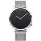 Minimalist Scaled Stainless Steel Belt Quartz Watch(Silver band black dial )