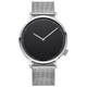 Minimalist Scaled Stainless Steel Belt Quartz Watch(Silver band black dial )