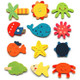 20 PCS Cartoon Wooden Magnetic Refrigerator Stickers, Style Random Delivery
