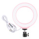 PULUZ 6.2 inch 16cm USB 3 Modes Dimmable LED Ring Vlogging Photography Video Lights  with Cold Shoe Tripod Ball Head(Pink)