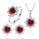3 PCS/Set Snow Shape Gemstone Jewelry Set For Women, Ring Size:6(Red)