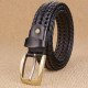 Wide Edition Hand Woven Lacquered Genuine Leather Waistband for Men, Belt Length:120cm(Black)