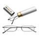 Reading Glasses Metal Spring Foot Portable Presbyopic Glasses with Tube Case +1.50D(Silver Gray )