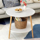 Creative Round Coffee Table Bedside Table Modern Minimalist Double Side Table, Size:40x45cm, Color:White