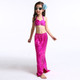 Girl Mermaid Tail 3 Pieces Swimmable Bikini Set Cute Swimsuit with Hat, Size: 130cm(Magenta)