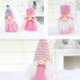 4 PCS / Set Christmas Pendant White Beard Faceless Doll Santa Claus Doll Christmas Decorations(Pink)