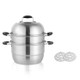 Household Stainless Steel Three-layer Double Bottom Multi-function Steamed Bun Steamer, Size:28cm, Style:Three Layers (Electric Fungus)