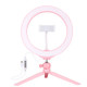 PULUZ 10.2 inch 26cm Light + Desktop Tripod Mount USB 3 Modes Dimmable LED Ring Vlogging Selfie Photography Video Lights with Cold Shoe Tripod Ball Head & Phone Clamp(Pink)