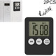 2 PCS Super Thin LCD Digital Screen Kitchen Timer Cooking Count Up Countdown Alarm Magnet Clock(Black)