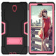 For Galaxy Tab S4 10.5 T830 Contrast Color Silicone + PC Combination Case with Holder(Black + Rose Red)