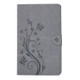 For Galaxy Tab A 7.0 Pressed Flowers Butterfly Pattern Horizontal Flip PU Leather Case with Magnetic Buckle & Holder & Card Slots & Wallet(Grey)