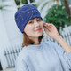 Thin Breathable Lace Wrap Cap Golden Dripping Turban Hat(Navy)