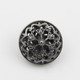 Black 100 PCS Hollow Flower Shape Metal Button Clothing Accessories, Diameter:20mm