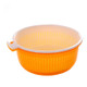 15 PCS Plastic Washbasin Kitchen Round Double Drain Basket Rural Garden Fruit and Vegetable Basket, Size:S(Orange)