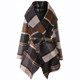 Checked Texture Color Matching Woolen Coat Mid-length Trench Coat Women (Color:Khaki Size:XXL)