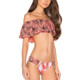 Sexy Triangle Cape Print Split Bikini Swimsuit (Color:Watermelon Red Size:L)