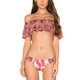 Sexy Triangle Cape Print Split Bikini Swimsuit (Color:Watermelon Red Size:L)