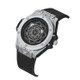 CAGARNY 6868 Geometric Polygon Dial Quartz Dual Movement Watch Men TPU Strap Watch (Black Belt Silver Shell)