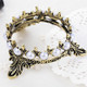 Portable Pearls Rack Crown Novelty Home Alloy Tools Stand Nail Art Brush Pen Holder(Vintage Gold)