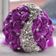 Wedding Holding Flowers Bridal Bouquet Accessories Bridesmaid Rhinestone Party Wedding Decoration Supplies(Purple)