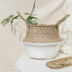 2 PCS Seagrass Knitting Desktop Storage Basket Wicker Flower Pot Folding Basket, Size:20x17x15cm(White)