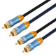 EMK 2 x RCA Male to 2 x RCA Male Gold Plated Connector Nylon Braid Coaxial Audio Cable for TV / Amplifier / Home Theater / DVD, Cable Length:5m(Dark Blue)