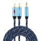 EMK 3.5mm Jack Male to 2 x RCA Male Gold Plated Connector Speaker Audio Cable, Cable Length:3m(Dark Blue)