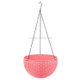 Rattan-like Hanging Basket Plastic Garden Flower Pot Creative Green Dill Absorbent Hanging Basin, Size:M (Pink)